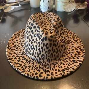 Women Leopard print hat with red underside